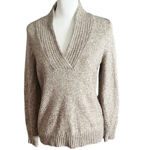 Crofts & Barrow Shawl Collar Speckled Knit Sweater Women's Medium